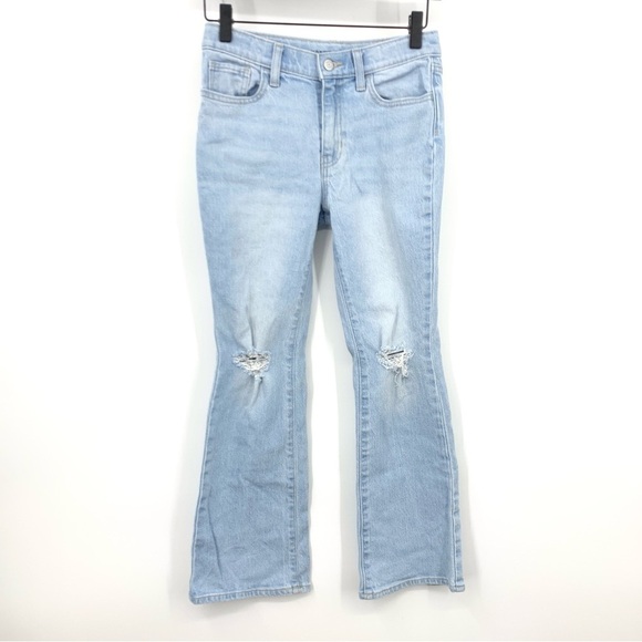 Old Navy Girls Size 12 Jeans Light Wash Denim Pants Flare Distressed Adjust - Picture 1 of 8